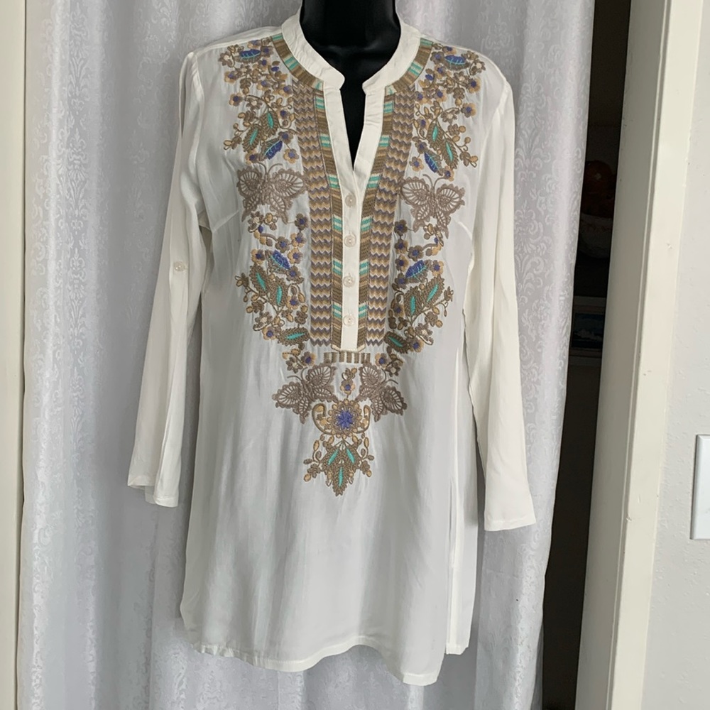 LUNA MOON EMBROIDERED TUNIC TOP Sz:M